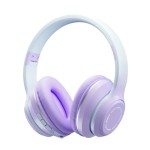 （パープル）2023年 音楽イヤホン、グラデーションBluetoothイヤホン、ワイヤレスLEDライト付きマイク、ゲーム用イヤホン、子供向け可愛いクリスマスデザイン